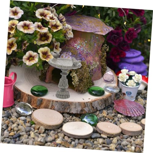 Miniature Grey Stone Bird Bath Fountain Dollhouse Decor