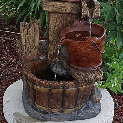 26-Inch Bluebird House & Buckets Water Fountain - Patio Décor