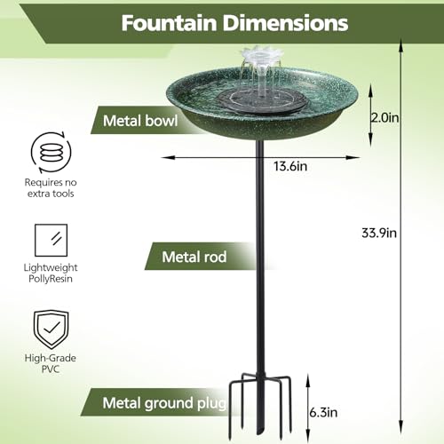 Metal Hummingbird Bird Bath & Feeder for Backyard
