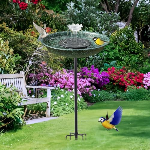 Metal Hummingbird Bird Bath & Feeder for Backyard