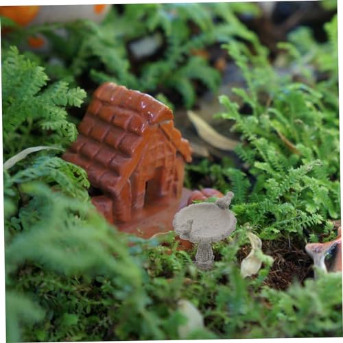 Miniature Grey Stone Bird Bath Fountain Dollhouse Decor