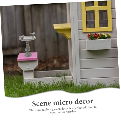 Miniature Grey Stone Bird Bath Fountain Dollhouse Decor