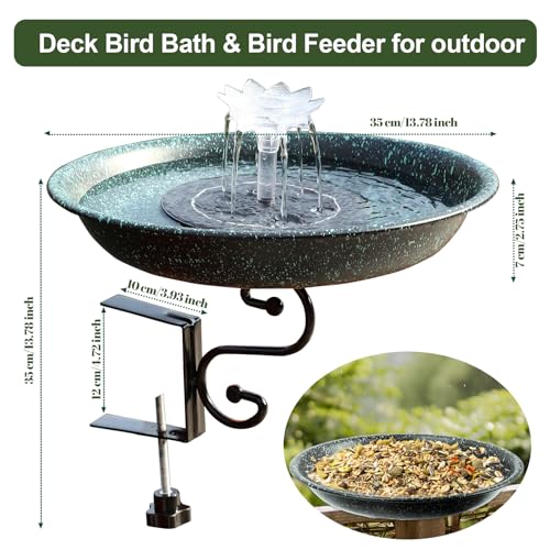Copper Green Solar Bird Bath Feeder Combo Set
