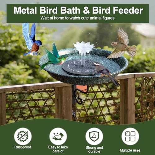Copper Green Solar Bird Bath Feeder Combo Set