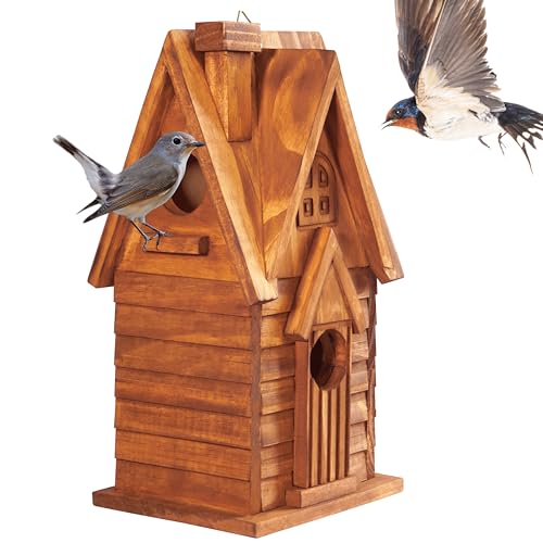 MIXUMON Hanging Birdhouse for Garden, Bluebird Finch Cardinals