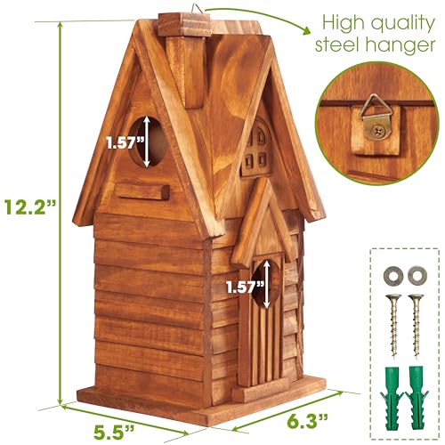MIXUMON Hanging Birdhouse for Garden, Bluebird Finch Cardinals
