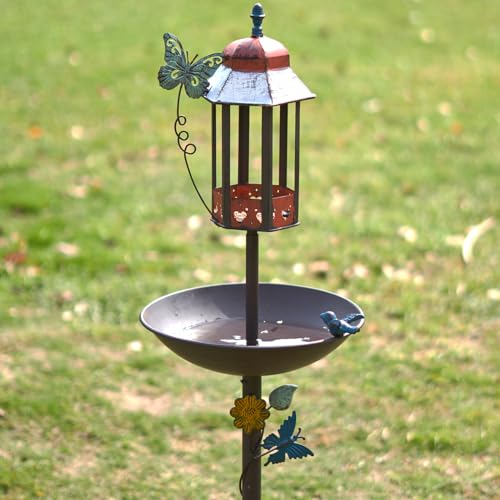 MNRYLKB 40" Cast Iron Birdbath and Feeder House