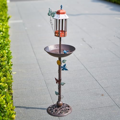 MNRYLKB 40" Cast Iron Birdbath and Feeder House