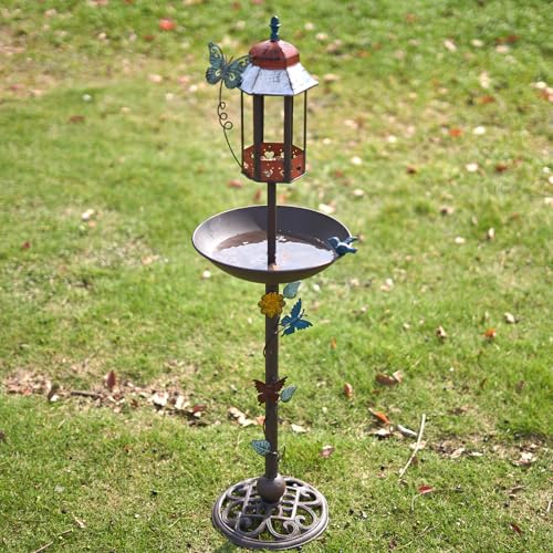 MNRYLKB 40" Cast Iron Birdbath and Feeder House