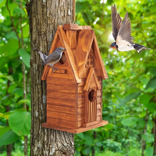MIXUMON Hanging Birdhouse for Garden, Bluebird Finch Cardinals