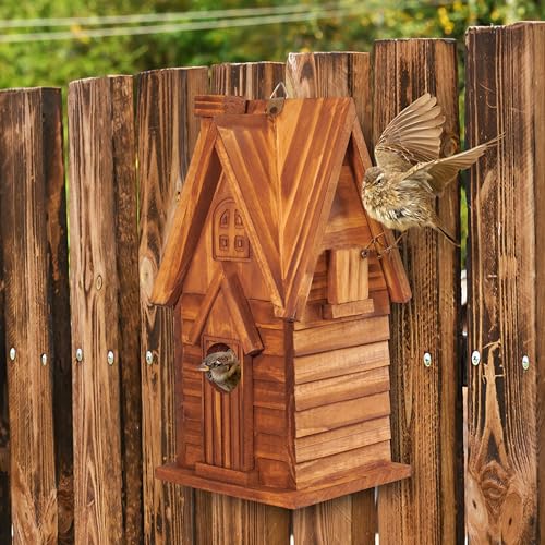 MIXUMON Hanging Birdhouse for Garden, Bluebird Finch Cardinals