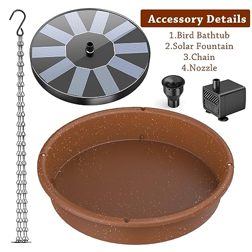 AISITIN Hanging Bird Bath with Solar Fountain Pump