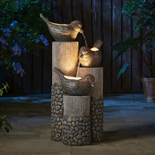 Glitzhome 3-Tier Outdoor Fountain with LED Light