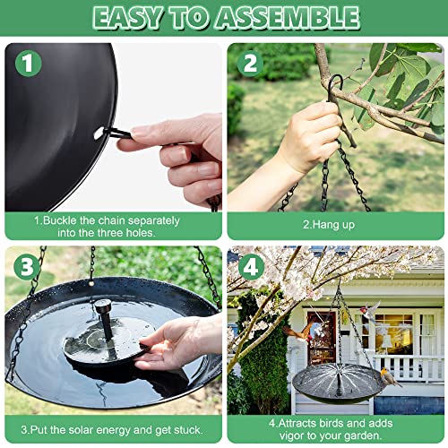 15.5" Solar-Powered Bird Bath Fountain for Outdoor Decor