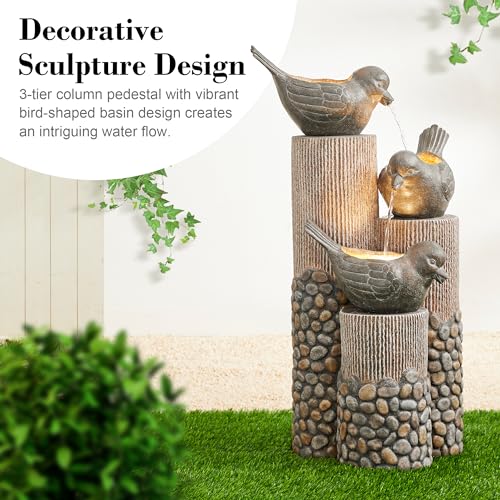 Glitzhome 3-Tier Outdoor Fountain with LED Light