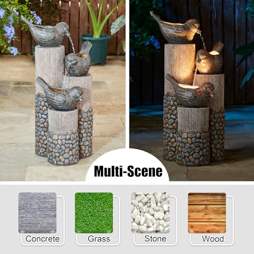Glitzhome 3-Tier Outdoor Fountain with LED Light