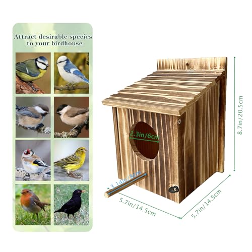 Wooden Bird House for Garden, Bluebird, Cardinals, Hanging