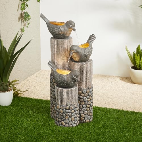 Glitzhome 3-Tier Outdoor Fountain with LED Light