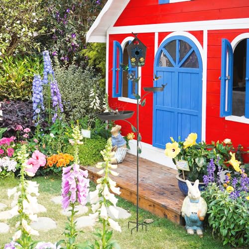 Elegant Metal Bird Feeder and Bath on Pole