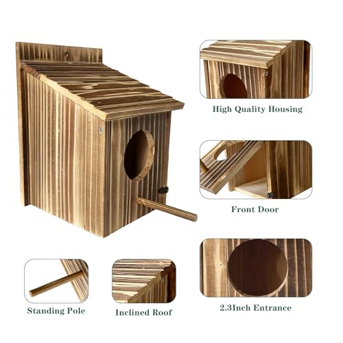 Wooden Bird House for Garden, Bluebird, Cardinals, Hanging