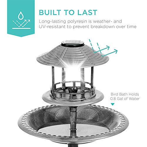 Solar Bird Bath Fountain with Feeder and Planter