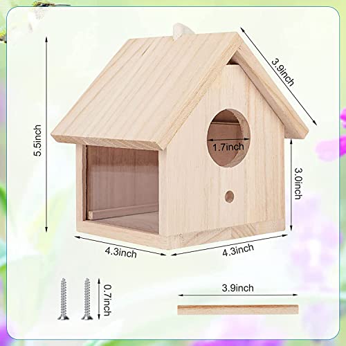 Wooden Birdhouses with Pole for Outdoor Décor, Set of 2