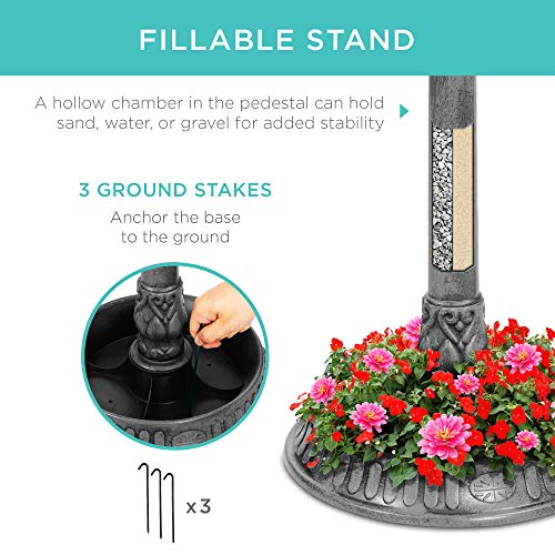 Solar Bird Bath Fountain with Feeder and Planter