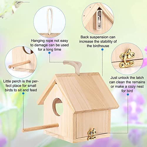 Wooden Birdhouses with Pole for Outdoor Décor, Set of 2