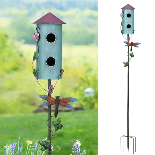 57" Metal Bird Feeder Double-Hole Stake for Gardens