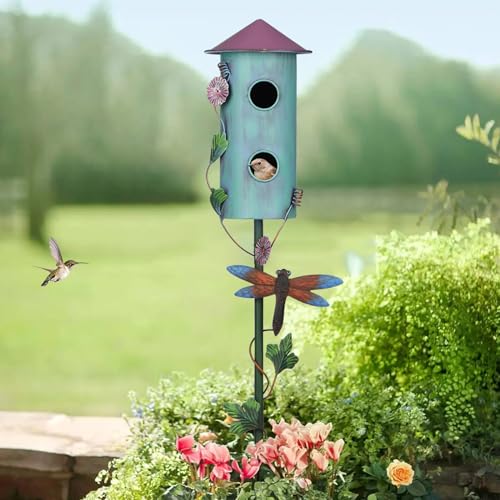 57” Metal Wild Bird Feeder Double-Hole Garden Stake