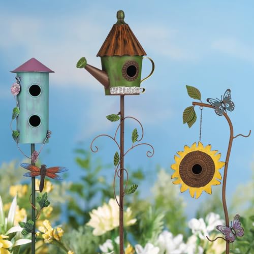 57” Metal Wild Bird Feeder Double-Hole Garden Stake