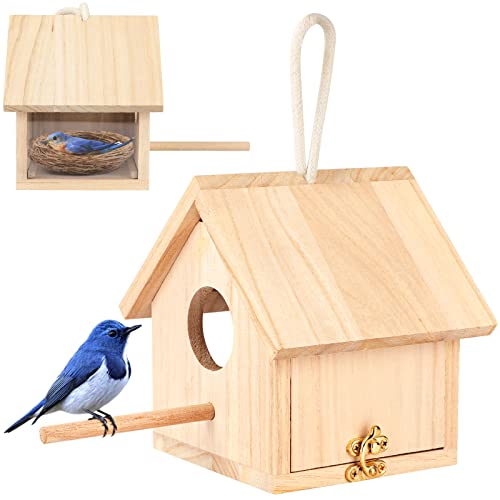 Wooden Hanging Birdhouse for Outdoor Use - Finch, Bluebird