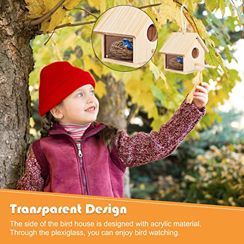 Wooden Hanging Birdhouse for Outdoor Use - Finch, Bluebird