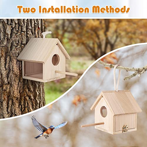 Wooden Hanging Birdhouse for Outdoor Use - Finch, Bluebird
