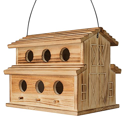 6-Hole Hanging Bird House for Outdoor Decor - Bluebird, Finch, Cardinals