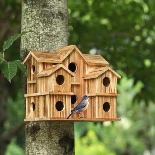 Handmade 10-Hole Bird House for Garden Décor