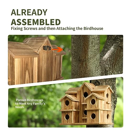 Handmade 10-Hole Bird House for Garden Décor