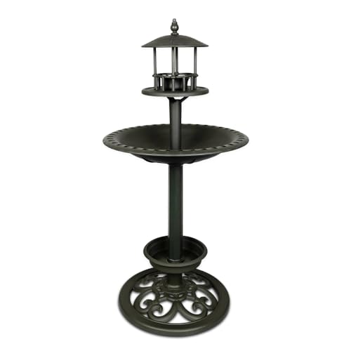 Dark Green Bird Feeder with Stand for Yard Decor