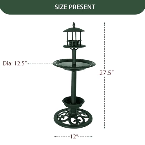 Dark Green Bird Feeder with Stand for Yard Decor
