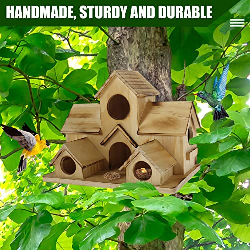 6 Hole Bird House for Garden: Handcrafted Wood