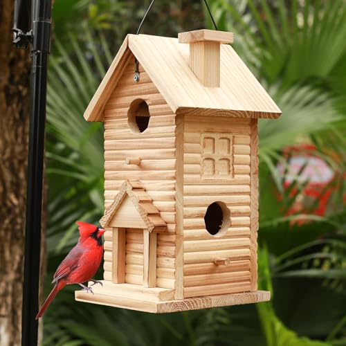 BlueBirdHouse: Outdoor Wooden Hanging Birdhouse for Wild Bird