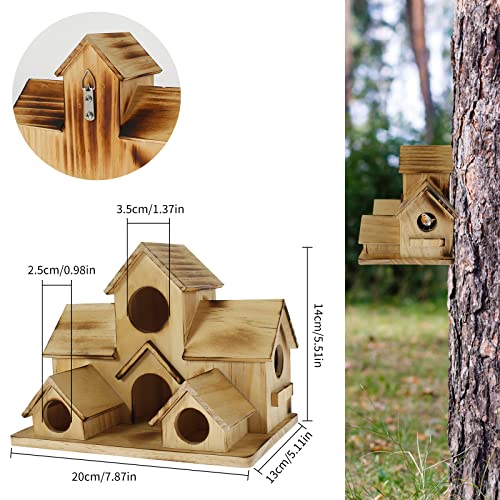 6 Hole Bird House for Garden: Handcrafted Wood