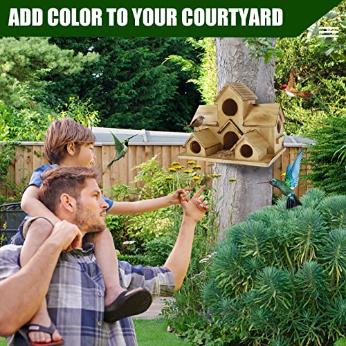 6 Hole Bird House for Garden: Handcrafted Wood