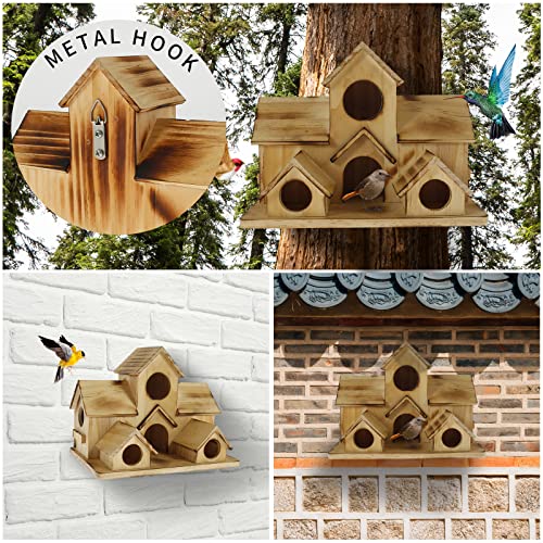 6 Hole Bird House for Garden: Handcrafted Wood