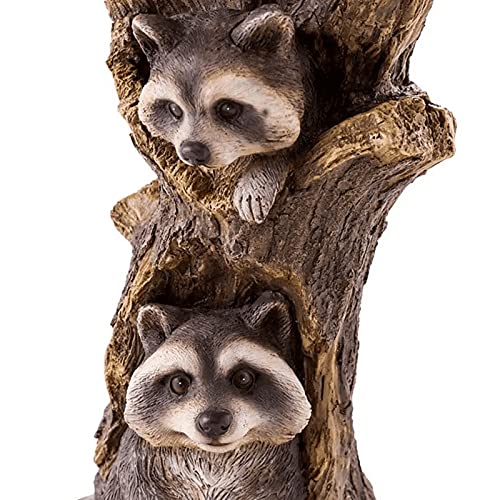 Raccoon Pedestal Bird Bath for Outdoors and Garden