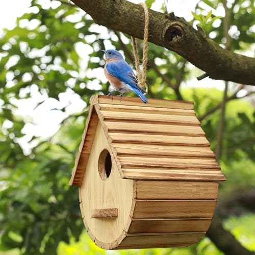 Natural Wooden Birdhouse for Outdoor Garden Viewing