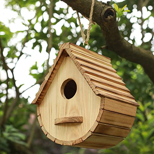 Natural Wooden Birdhouse for Outdoor Garden Viewing