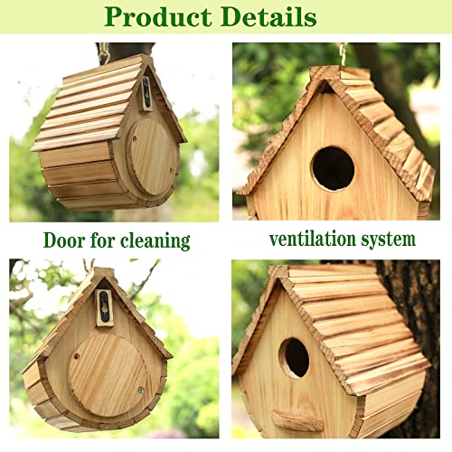Natural Wooden Birdhouse for Outdoor Garden Viewing