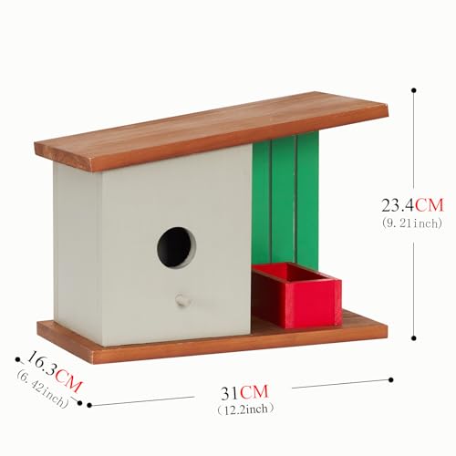 Outdoor Wooden Birdhouse for Bluebird, Robin, Finch, Garden