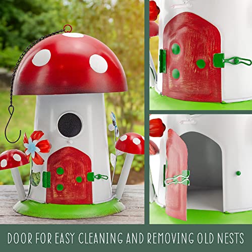 Colorful Mushroom Shaped Birdhouse for Songbirds